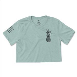 NWOT Love Fitness Apparel Pineapple Crop T-Shirt